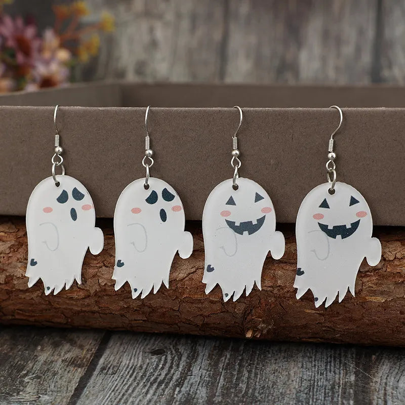 2 Piece Alloy Acrylic Ghost Dangle Earrings OutfitFlow