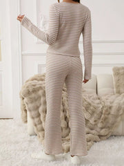 Striped Long Sleeve Top and Pants Set OutfitFlow