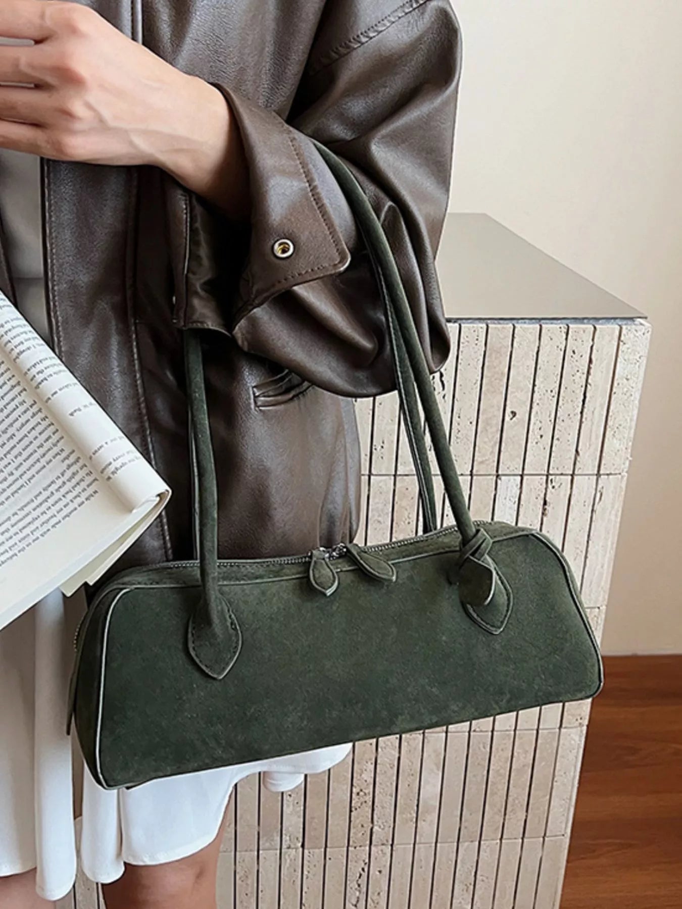 Solid Color Shoulder Bag Trendsi