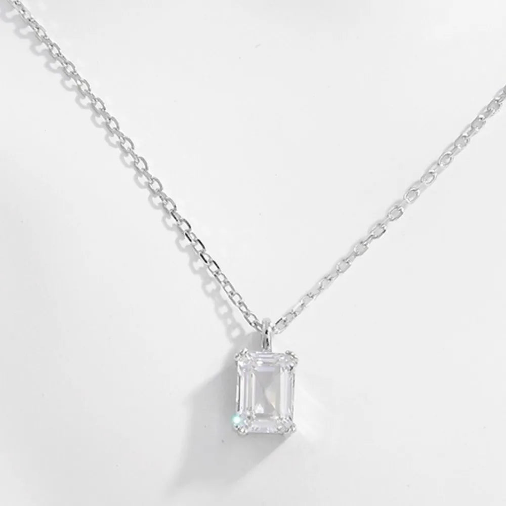 925 Sterling Silver Zircon Pendant Necklace OutfitFlow