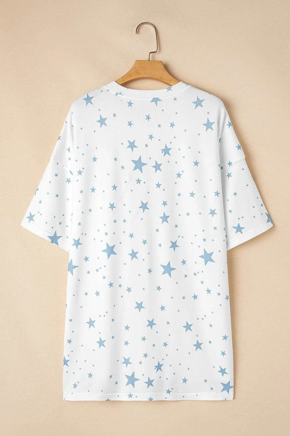 Stars Print Drop Shoulder Oversized T Shirt with Slits OutfitFlow