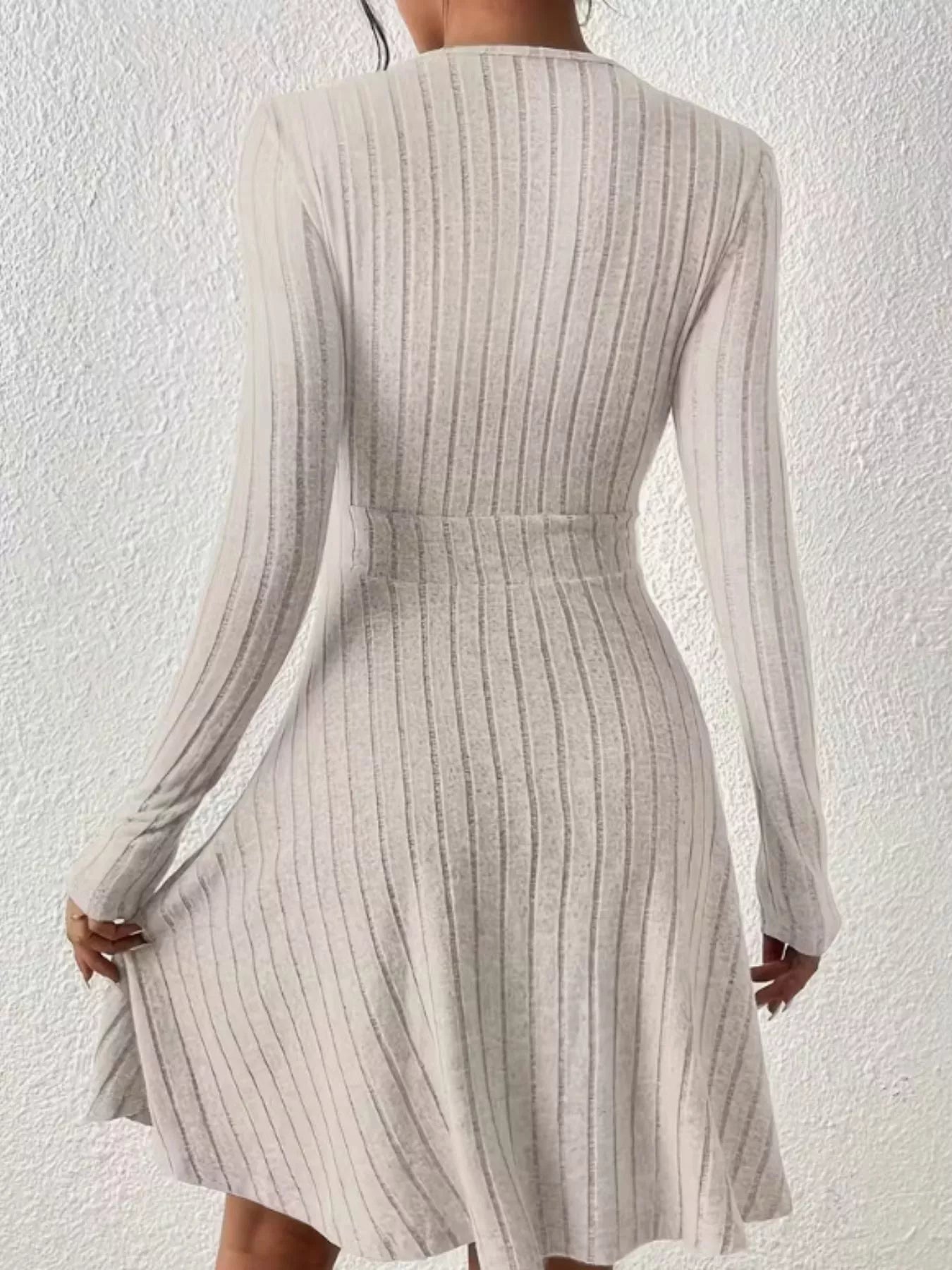 Ribbed Knit Wrap Mini Dress OutfitFlow