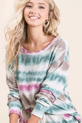 BiBi Tie Dye Print Terry Sweatshirt Trendsi