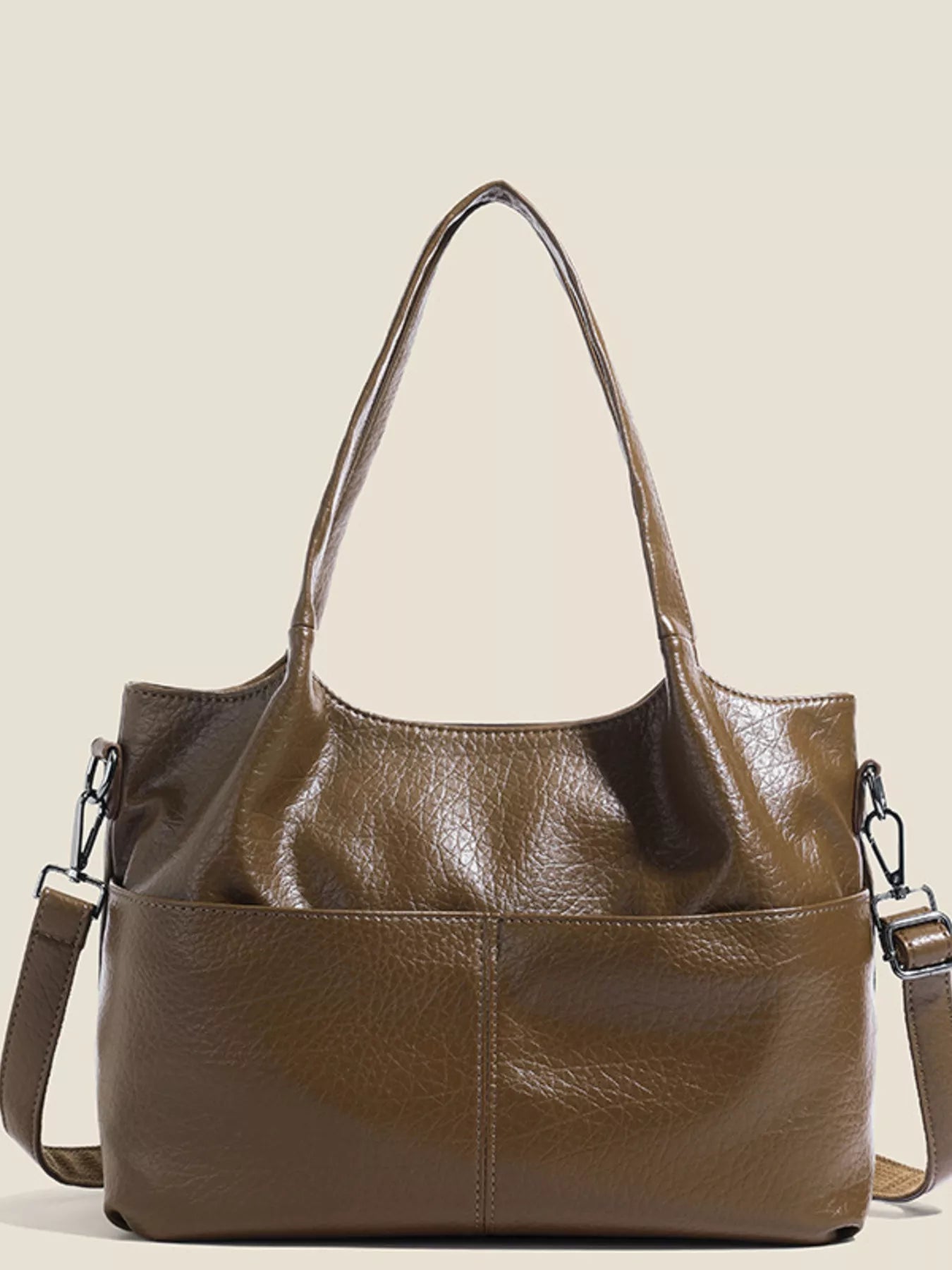 PU Leather Adjustable Strap Handbag Brown onesize OutfitFlow