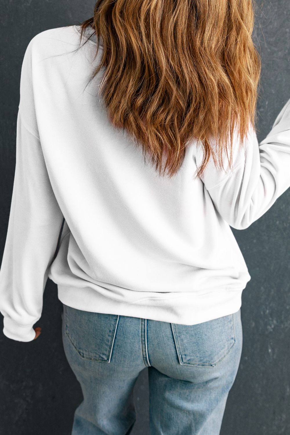 Bow Round Neck Long Sleeve Sweatshirt OutfitFlow