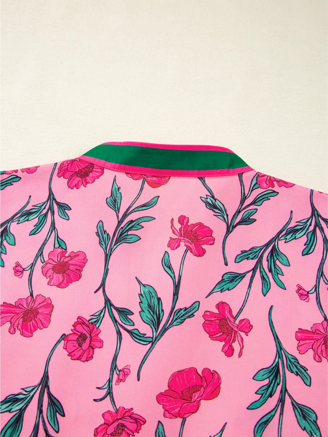 Floral Contrast Neckline A-line Puff Sleeve Dress OutfitFlow