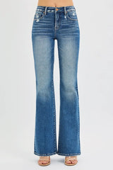 RISEN Full Size Tummy Control High Rise Flare Jeans Plus Size Trendsi