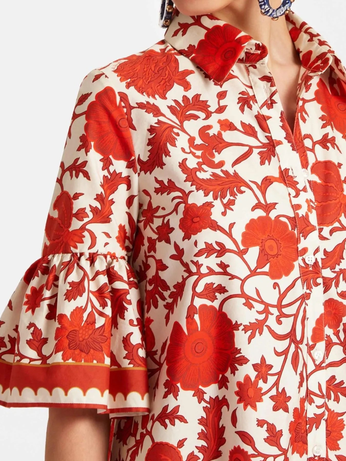 Floral Print Ruffle Sleeve Mini Dress OutfitFlow