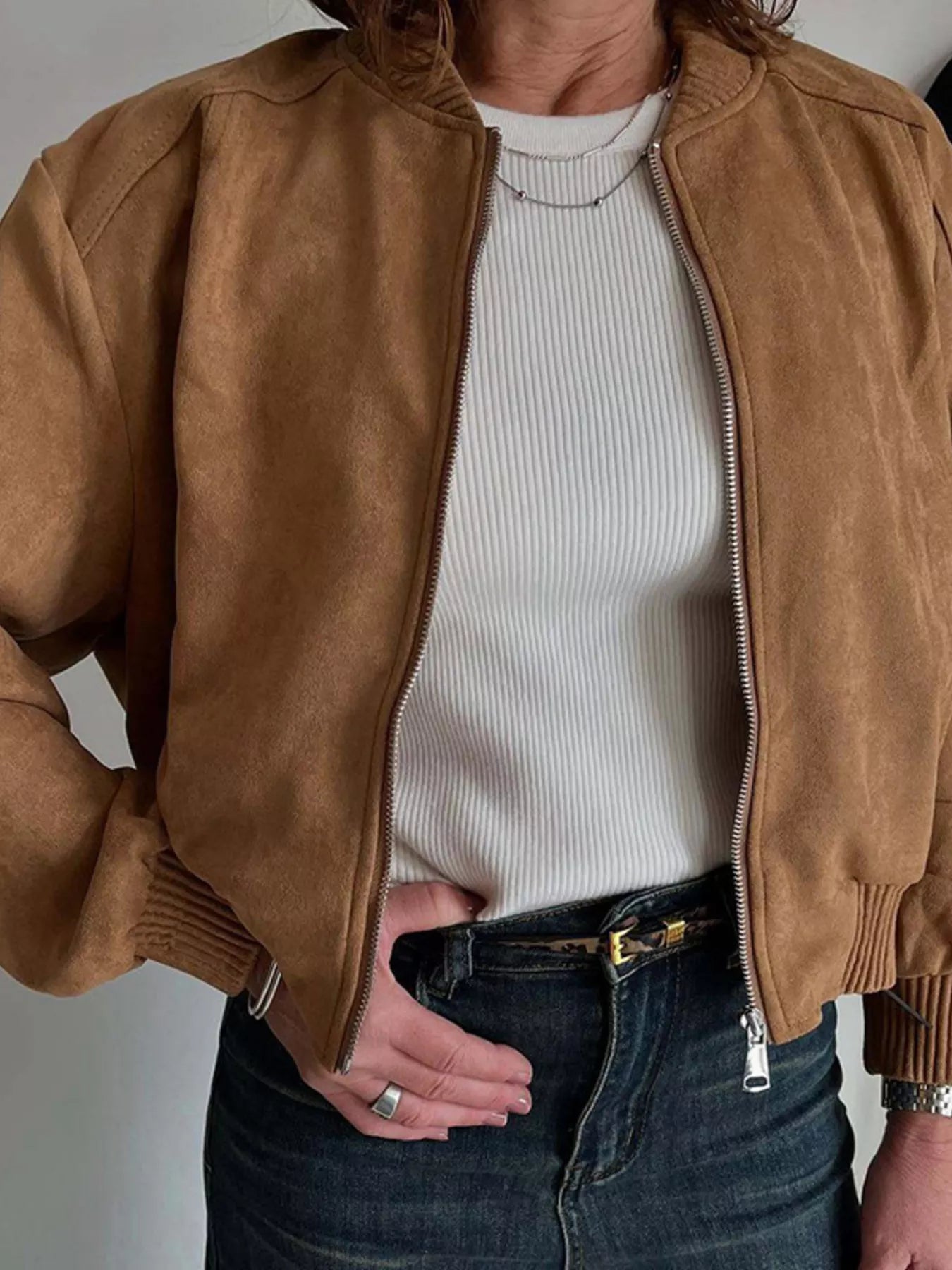 Zip Up Long Sleeve Jacket OutfitFlow