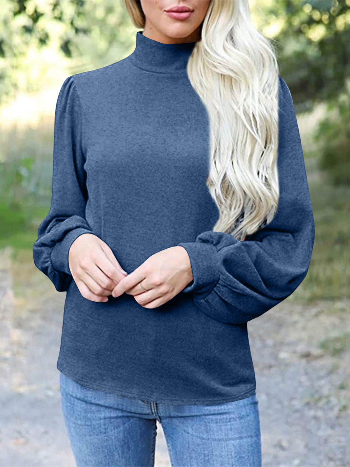 Outfit Flow - Full Size Mock Neck Long Sleeve T-Shirt