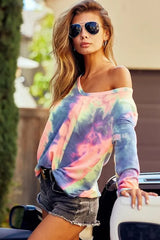 BiBi Tie Dye French Terry Long Sleeve Knit Top OutfitFlow