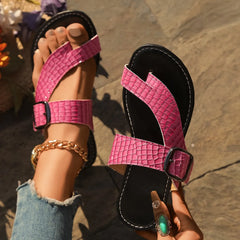 Toe Post Flats Sandals Hot Pink OutfitFlow