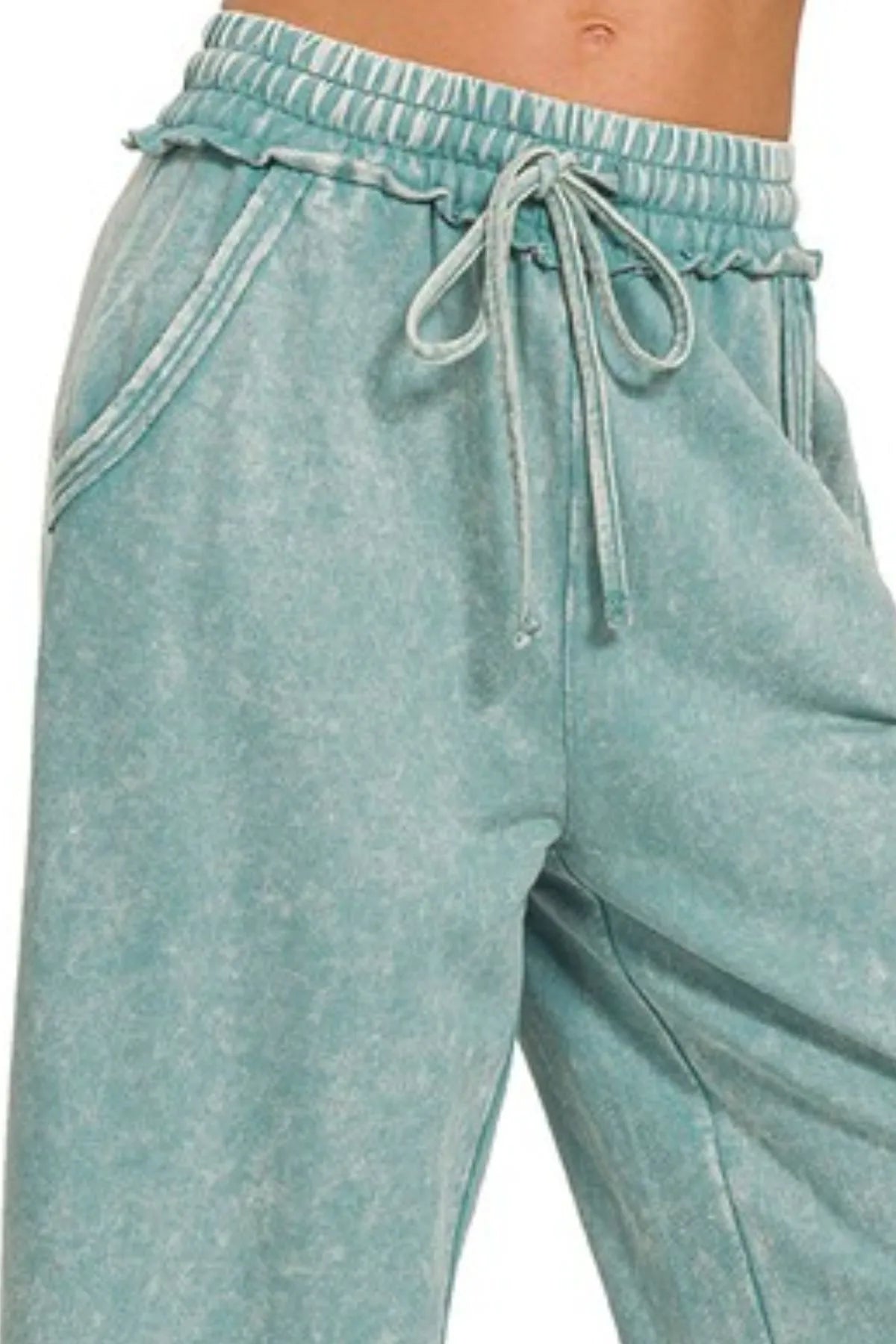 Zenana Washed French Terry Palazzo With Pockets OutfitFlow