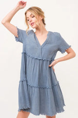 And The Why Washed Frayed Detail Tiered Dress OutfitFlow