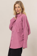 HYFVE Stripe Button Down Long Sleeve Oversized Shirt