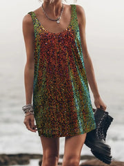 Sequin Scoop Neck Mini Dress OutfitFlow