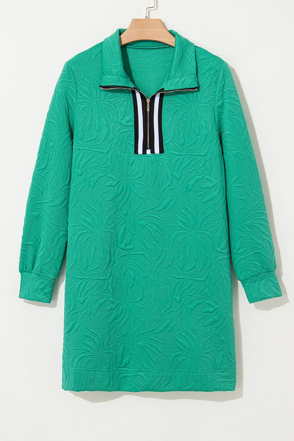Texture Quarter Zip Long Sleeve Mini Dress OutfitFlow