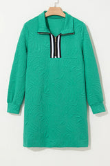 Texture Quarter Zip Long Sleeve Mini Dress OutfitFlow