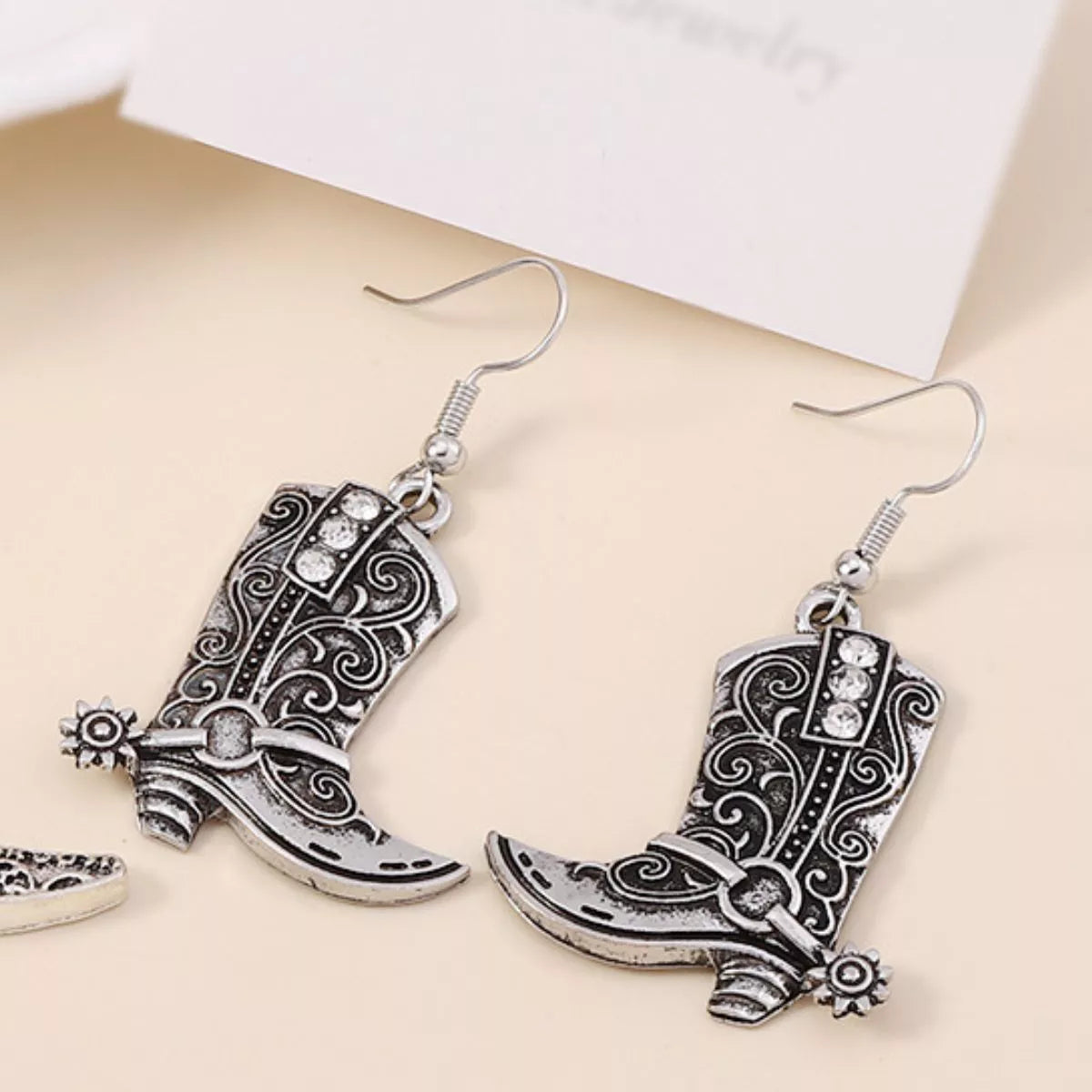 Vintage Western Cowboy Boot Dangle Earrings OutfitFlow