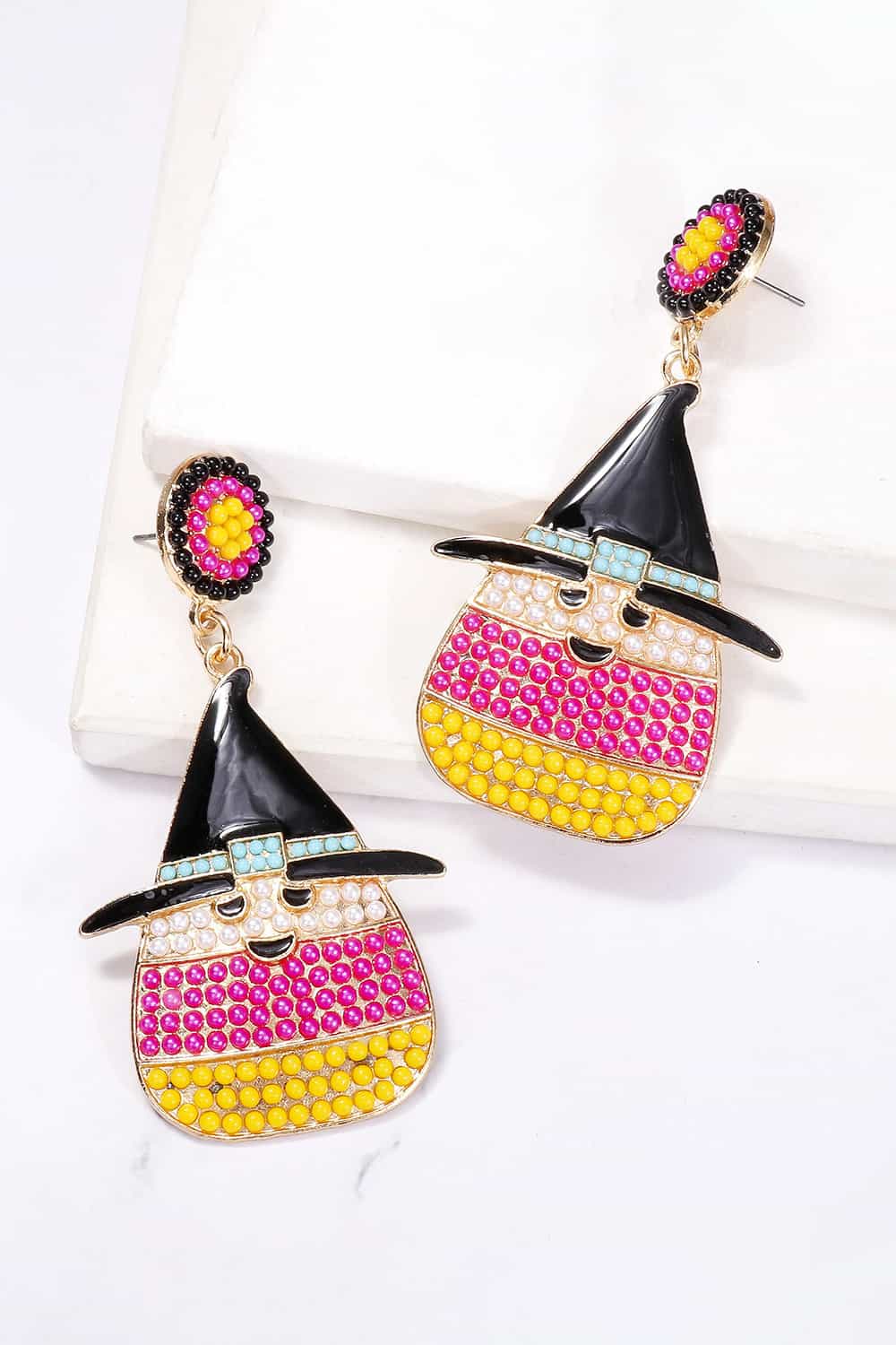 Witch's Hat Shape Synthetic Pearl Dangle Earrings OutfitFlow