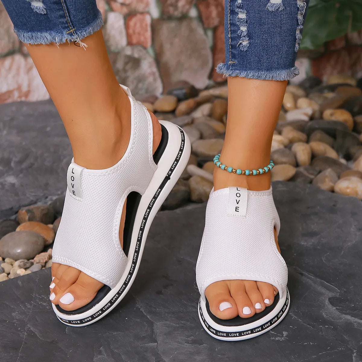 Mesh Open Toe Platform Sandals OutfitFlow