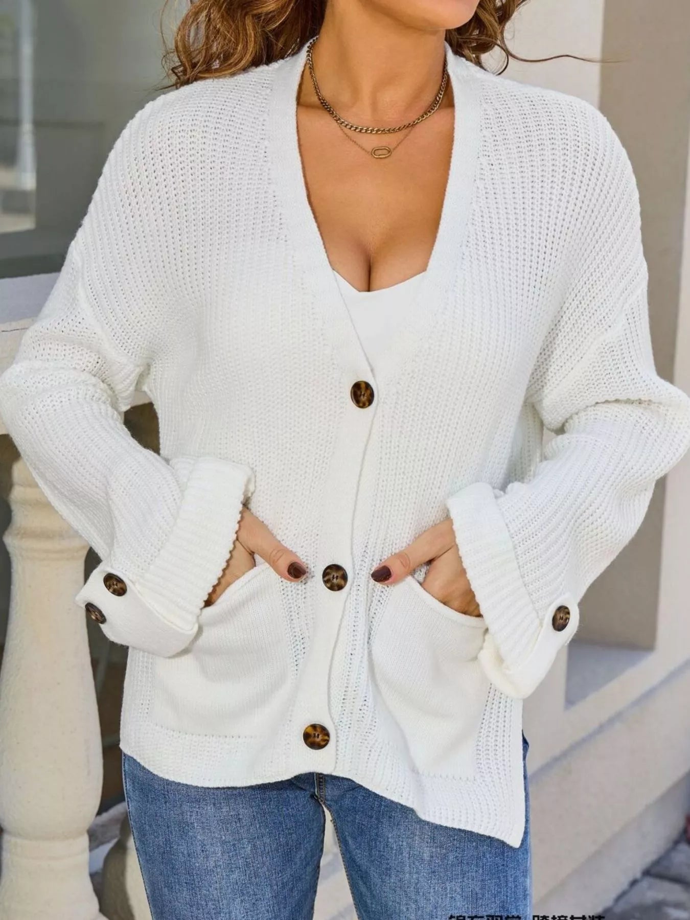 Oversized Knit Button-Down Cardigan Trendsi