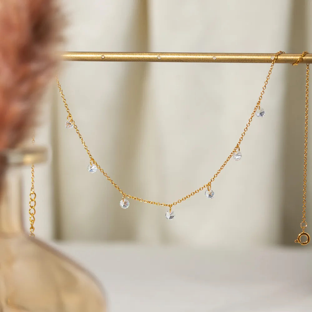 Stainless Steel Rhinestone Pendant Necklace OutfitFlow