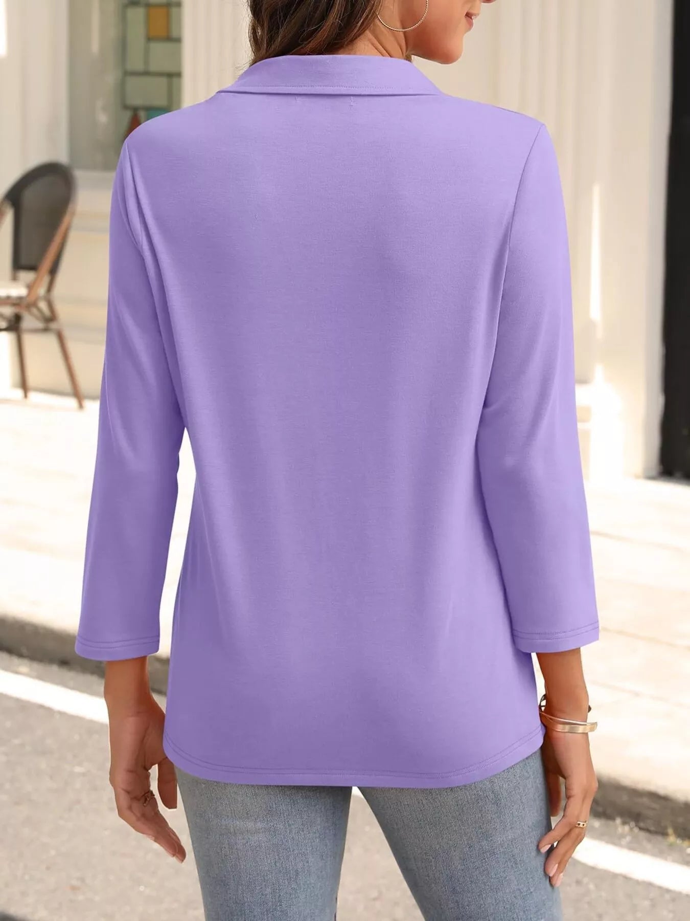 Johnny Collar Solid Color Top OutfitFlow