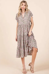 Mittoshop Abstract Print Ruffle Tier Midi Dress OutfitFlow