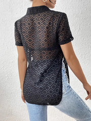 Side Slit Short Sleeve Shirt OutfitFlow