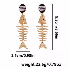 Striped Fishbone Drop Earrings OutfitFlow
