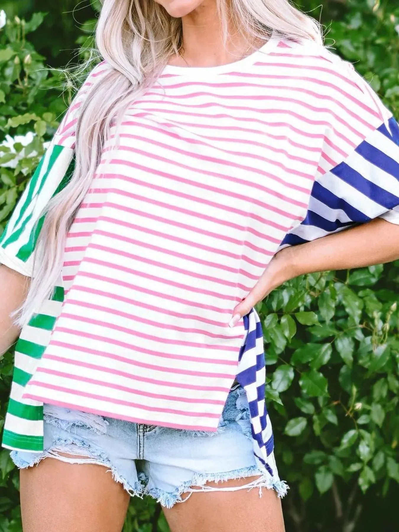 Colorful Striped Oversized T-Shirt OutfitFlow