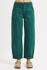 RISEN High Rise Ankle Cuffed Barrel Pants OutfitFlow