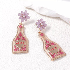Bride Champagne Bottle Dangle Earrings OutfitFlow