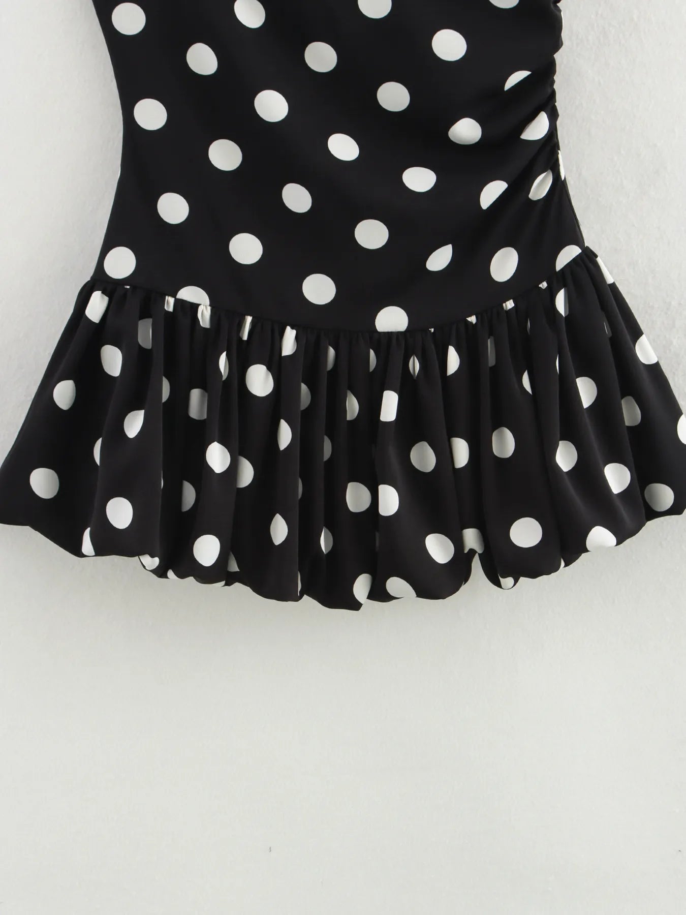 One-Shoulder Polka Dot Mini Dress OutfitFlow