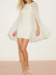 Mesh Cape Sleeve Mini Dress OutfitFlow