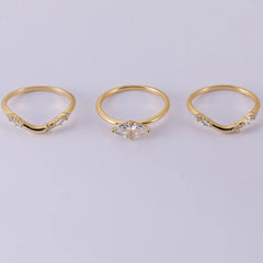 1 Carat Moissanite 925 Sterling Silver 3pcs Ring Set OutfitFlow