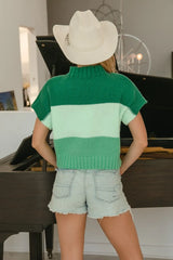 BiBi Sequin Clover Embroidery Color Block Sweater OutfitFlow