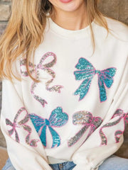 Sparkly Sequin Crewneck Sweatshirt White OutfitFlow