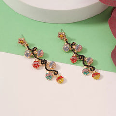 Christmas 18K Gold-Plated Rhinestone Earrings Color onesize OutfitFlow