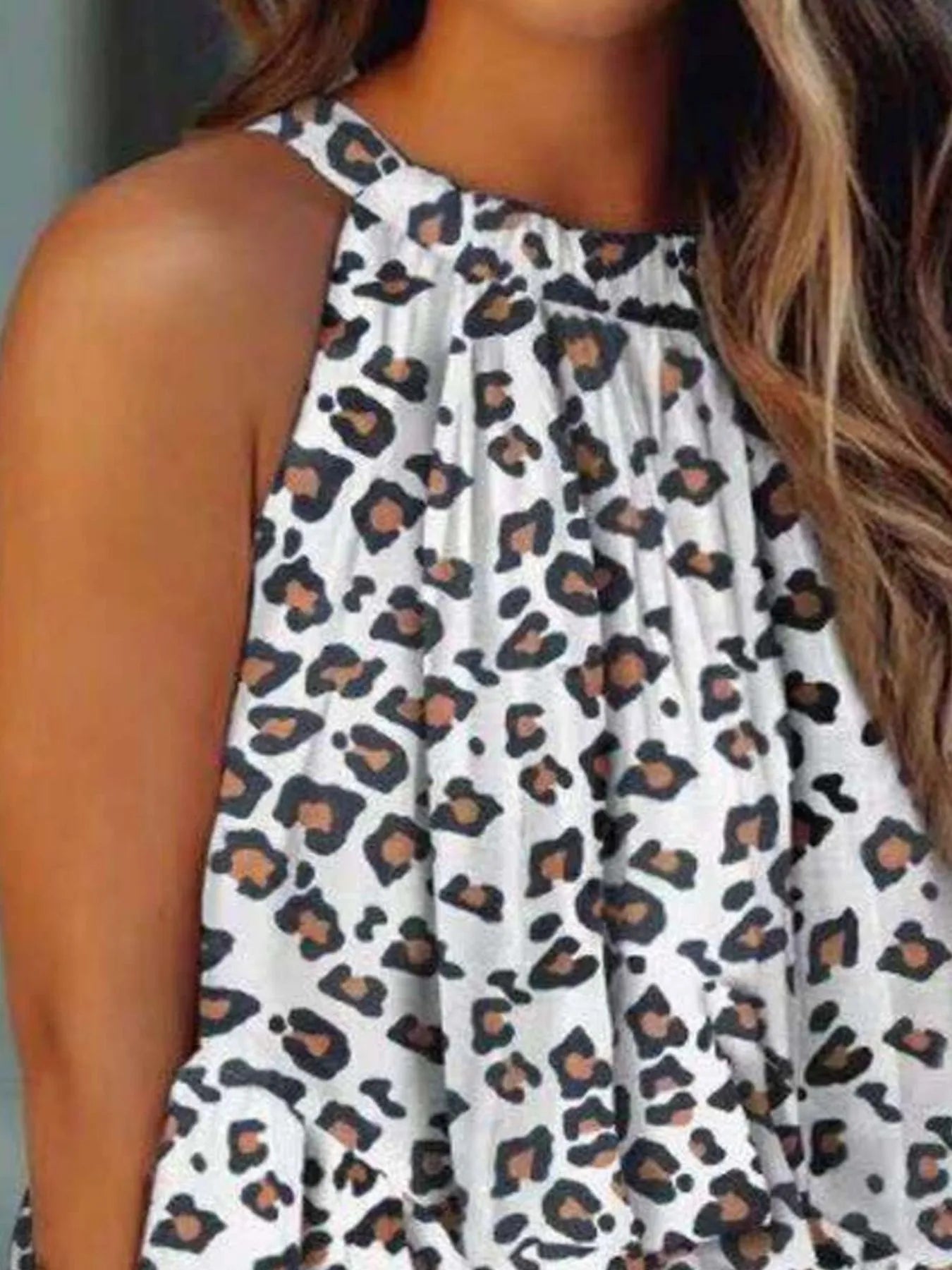Ruffled Printed Halter Neck Cami Top OutfitFlow