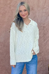And The Why Textured Basic Collar Neck Sweater Pullover OutfitFlow
