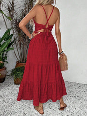 Halter Neck Smocked Tiered Dress OutfitFlow