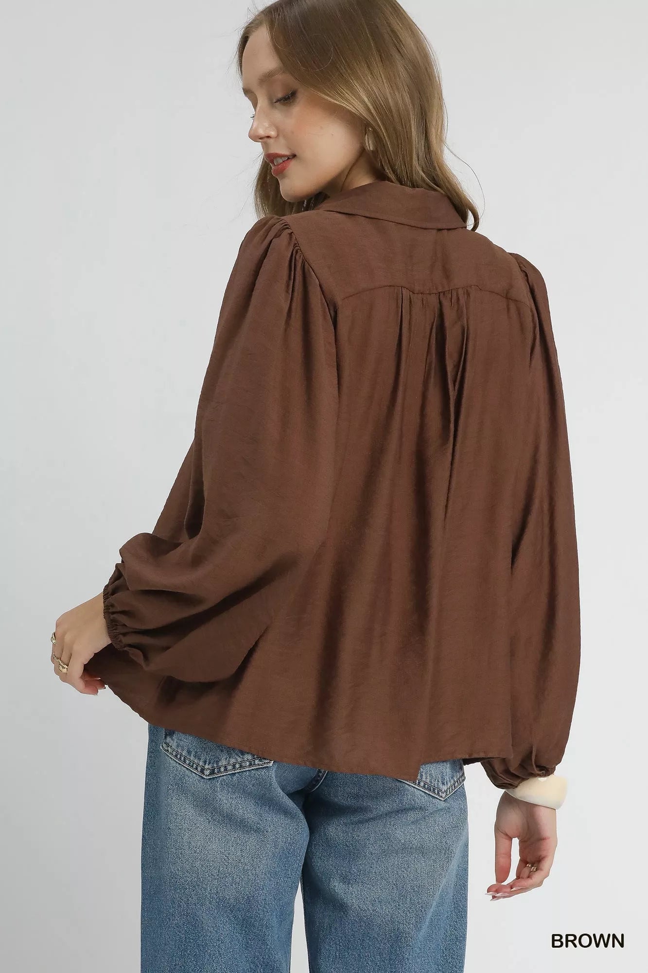 Umgee Long Sleeve Blouse with Leopard Print Trim OutfitFlow