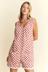 Jade By Jane Plus Size Plaid Print Shorts Romper OutfitFlow