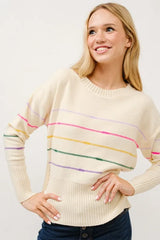 And The Why Multi Striped Pullover Sweater Top OutfitFlow
