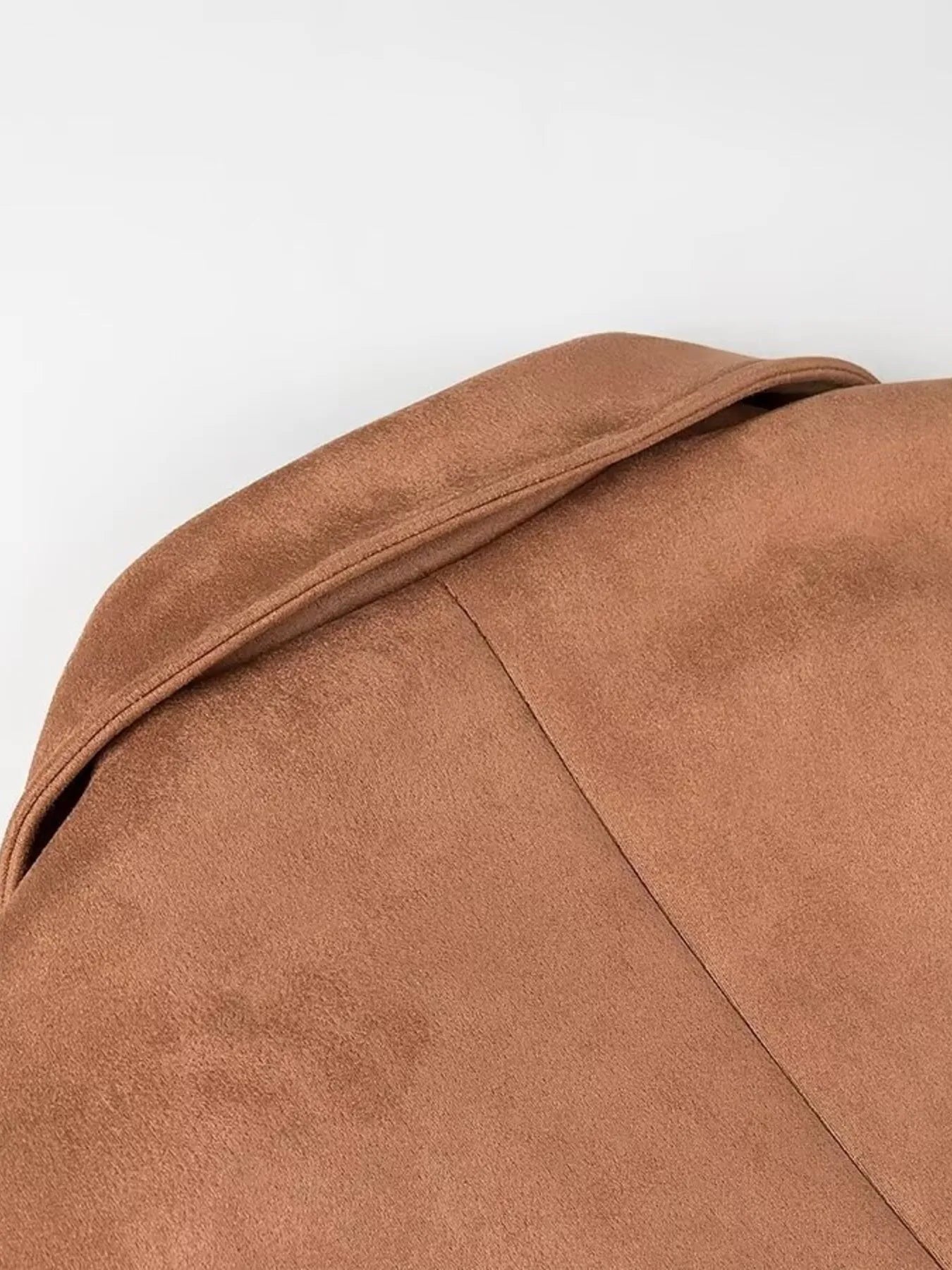 Double-Breasted Lapel Collar Long Coat Trendsi