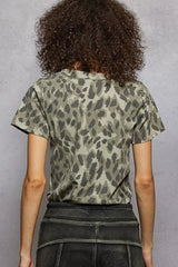 POL Printed V-Neck Short Sleeve T-Shirt OutfitFlow
