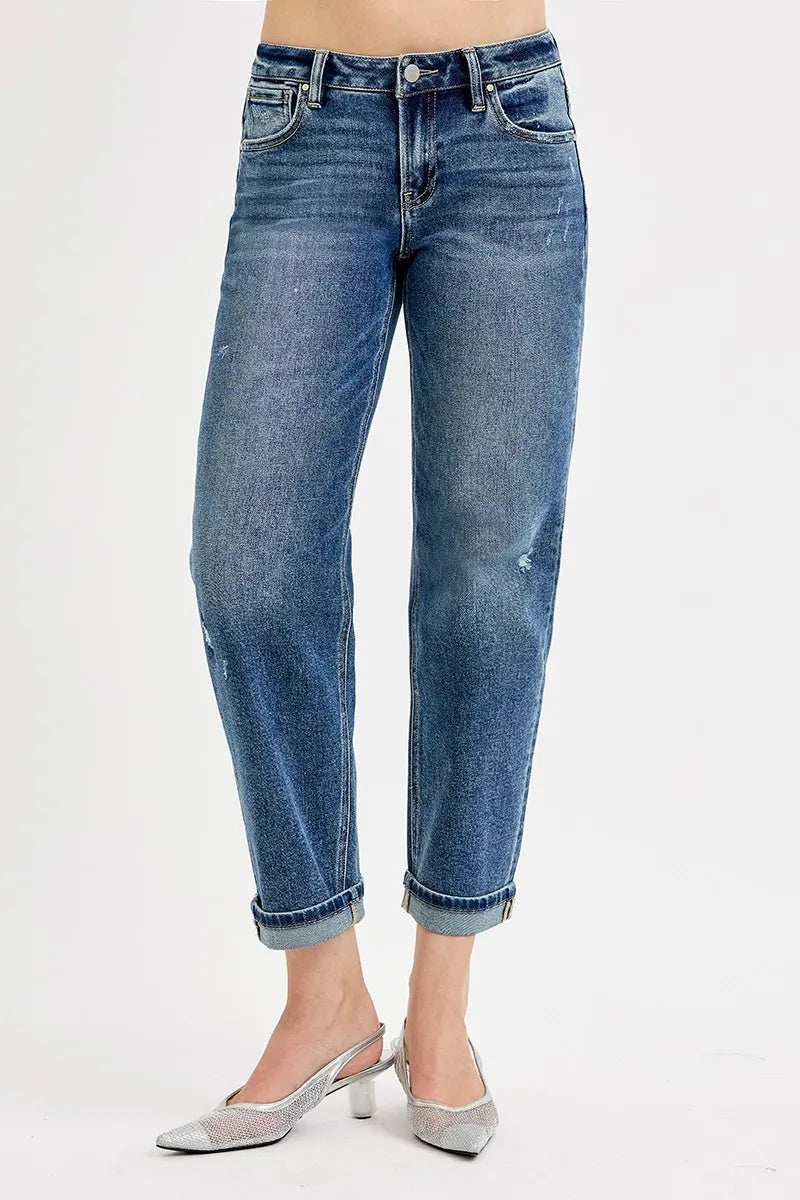 RISEN Full Size Low Rise Crop Boyfriend Jeans Plus Size OutfitFlow