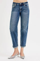 RISEN Full Size Low Rise Crop Boyfriend Jeans Plus Size OutfitFlow